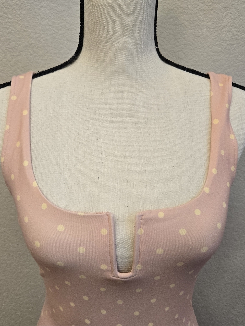 Intimately Free People Women's Body Suit Sz S Pink With Polka Dots Snap Crouch - Picture 3 of 11